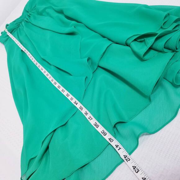 David's Bridal Women size 2 Green Rhinestone Halter Emerald Dress High Low - Picture 5 of 8